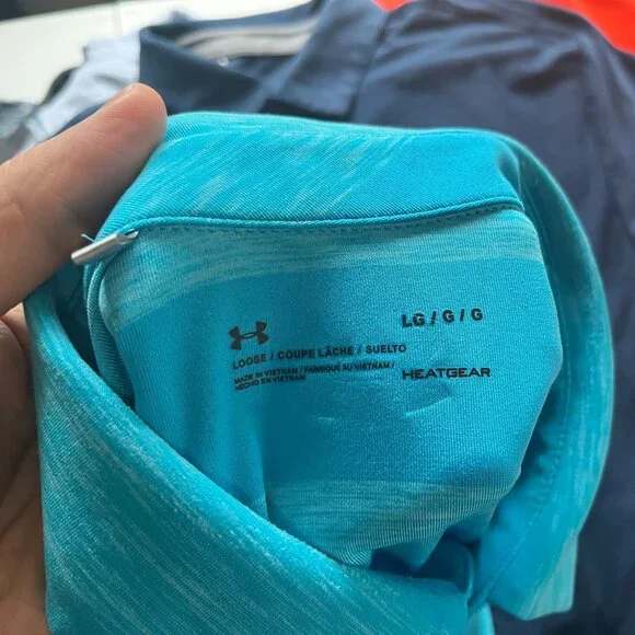 Under Armour Men's lot of 4 multicolored detailed HeatGear golf polo shirts L - Picture 10 of 10